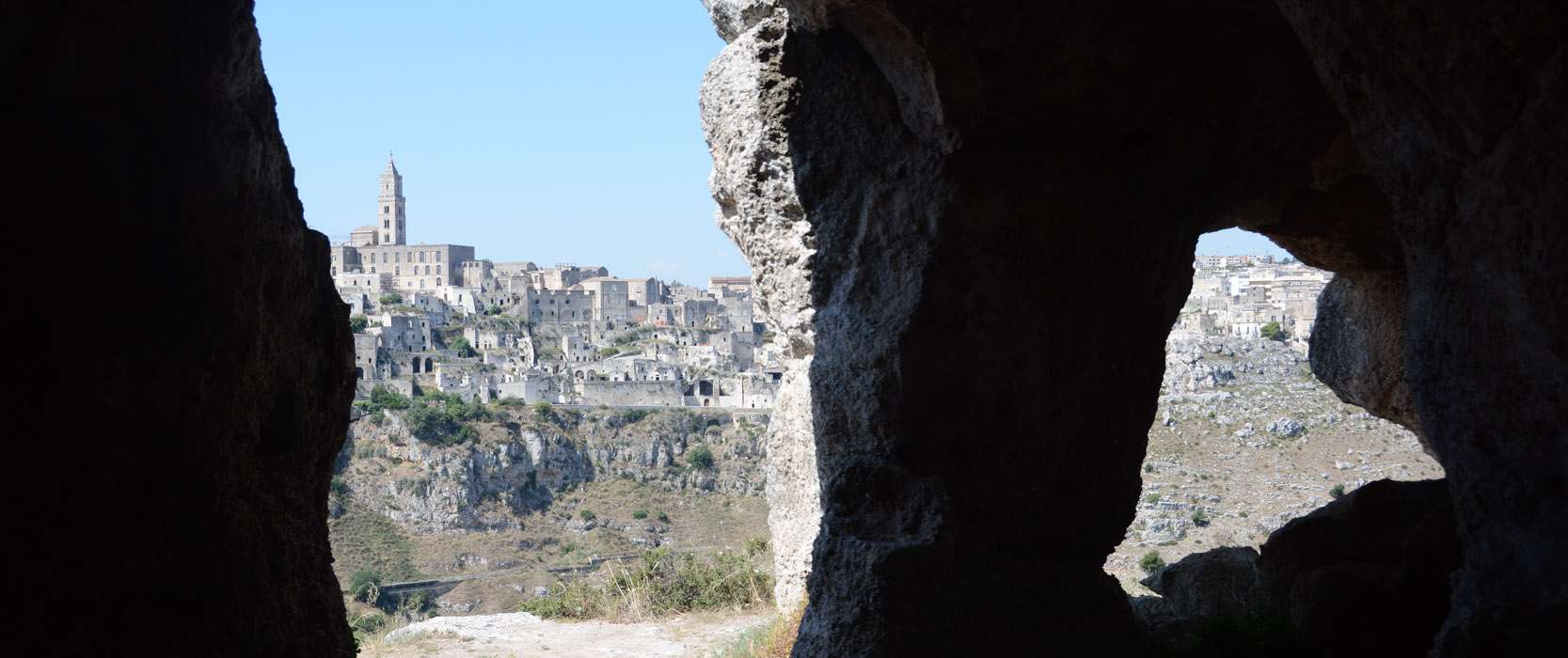 Matera depuis le ravin de la Gravina