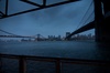Brooklyn and Manhattan bridges pendant l'ouragan Sandy